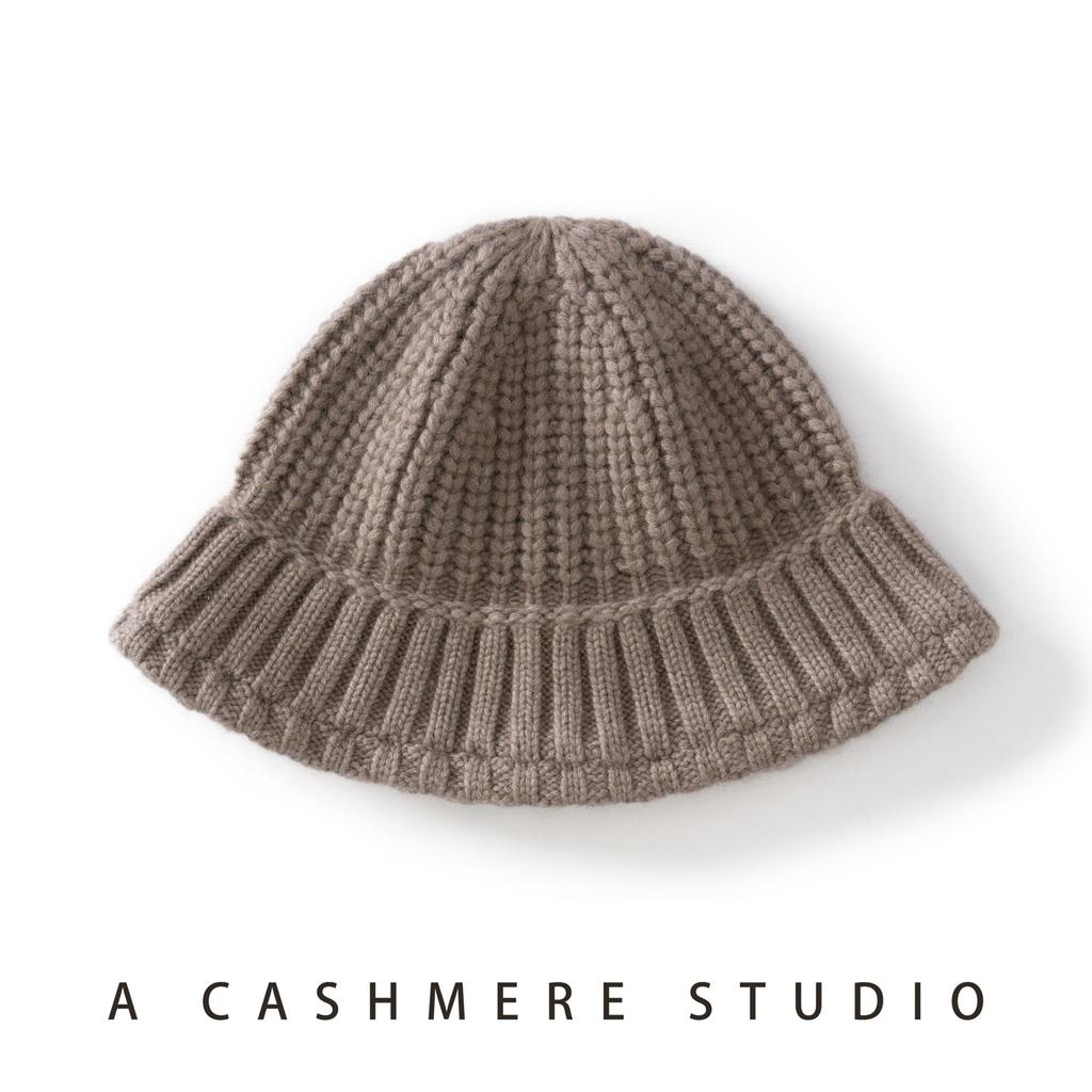 Cashmere Hat Women's Bucket Hat Thickened Needle Knitted Thermal Ear Protection Hat Versatile Autumn and Winter Basin Hat