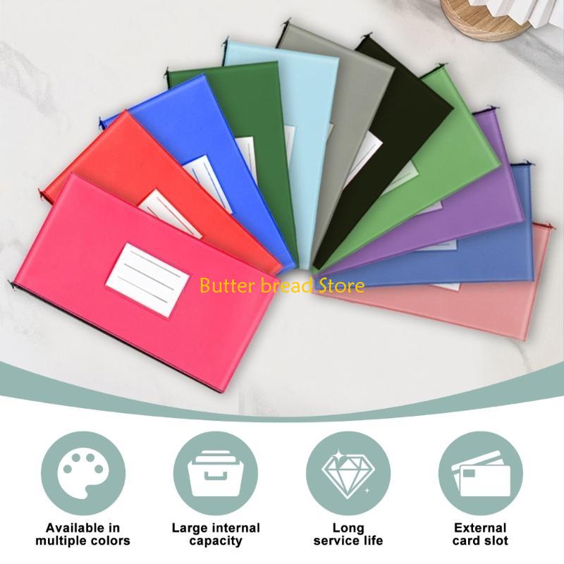 W89C Office File Organizers Waterproof PU Card Slot Clear Front for Professional Use