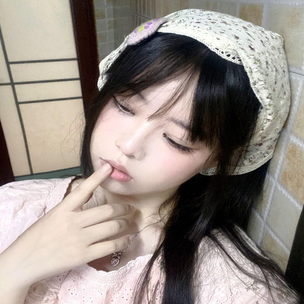 New French Style Triangle Scarf Small Flowers Lace Turban Bandana Hair Accessories Hollow Hair Bands for Women Girls