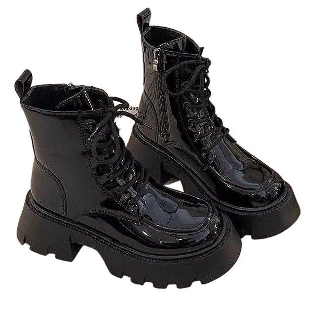 British style sweet and cool short boots Spice girl Martin boots women's autumn and winter new small thick-soled lace-up single boots tide