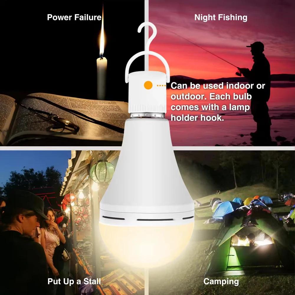 E27 LED Emergency Light Bulb 7W 9W 12W 15W High Brightness Light Bulb Outdoor Camping Fishing Energy-Saving Emergency Light Bulb
