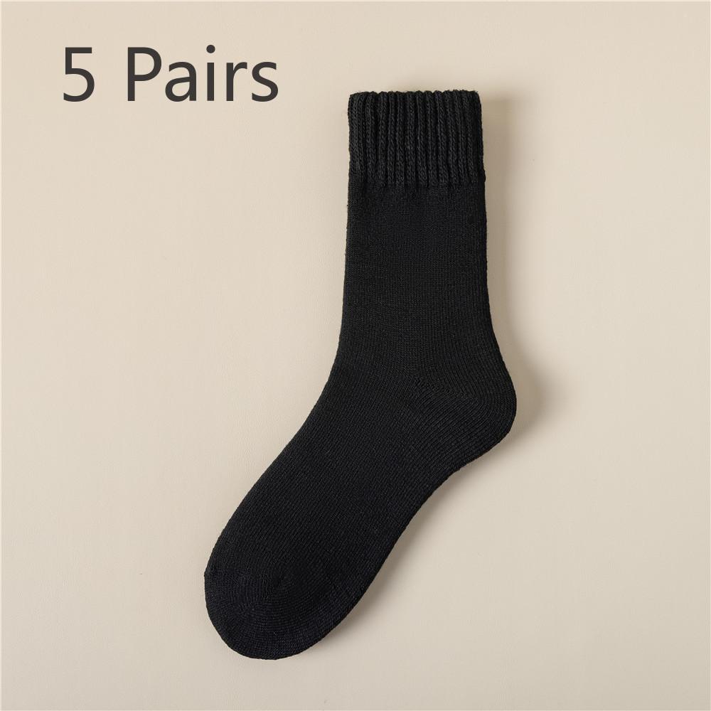5 Pairs Cashmere Socks Women's Autumn and Winter Plus Cashmere Thick Mid-tube Socks Plush Super Thick Month Socks Winter Stockings