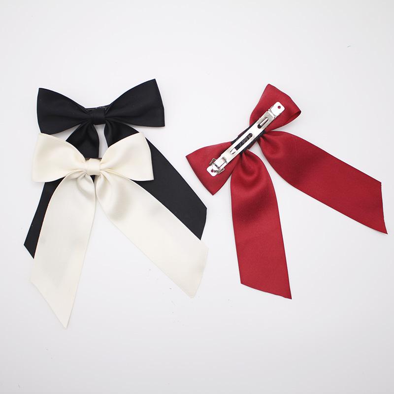 Lystrfac Fashion Retro Ribbon Bow Tie Hair Clips for Women Girls Wide Back Head Top Clip Hairpin  Hairgrips Hair Accessories