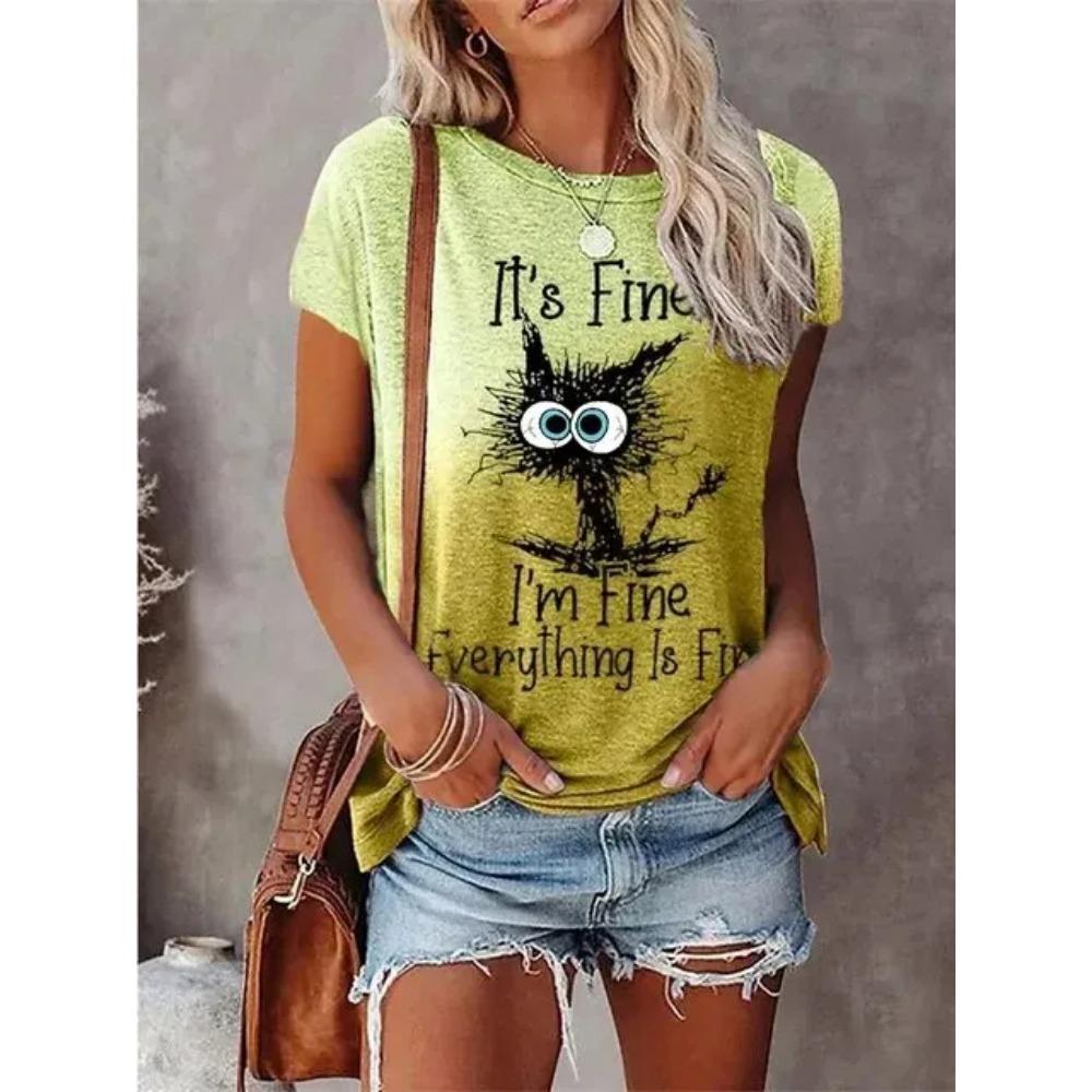 3D Print T-shirts Women Streetwear Summer Cartoon Cats Fine Casual Fashion Short Sleeve T Shirt O-neck Tees Tops Clothing