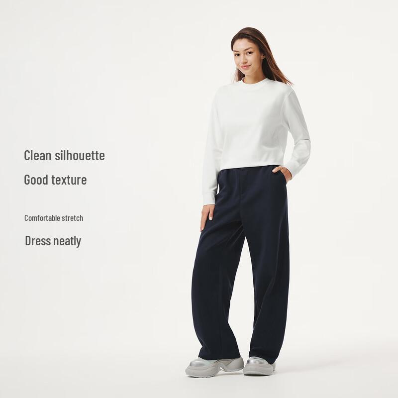 Women's Cropped Long-Sleeve Round Neck Sweatshirt