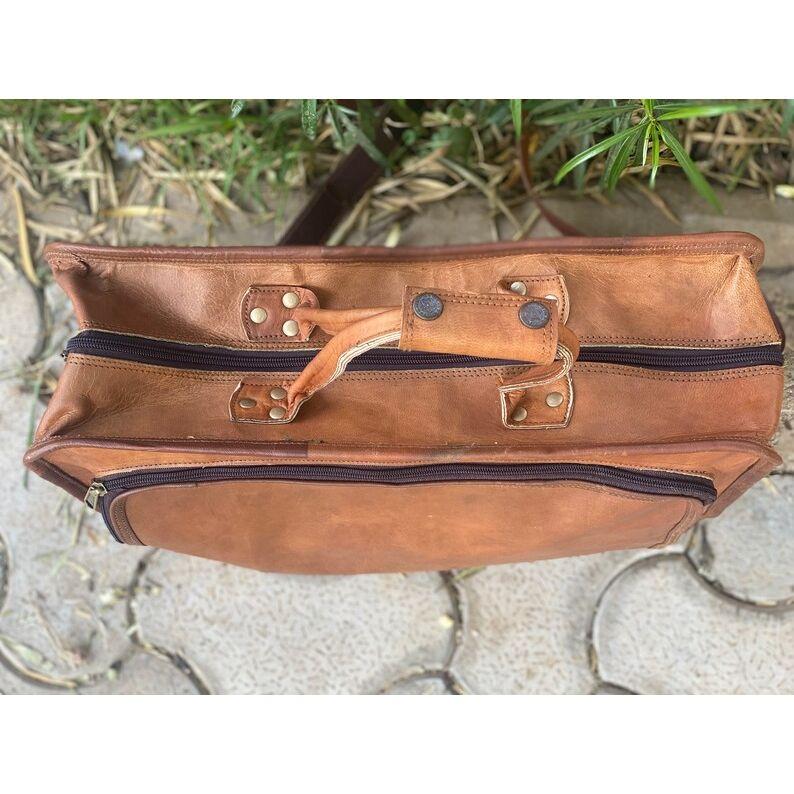New Genuine Leather Duffel Bag Vintage Carry On Weekend Bag Large Duffel Luggage Bag Gym Overnight Travel Bag Gift for Men & Women