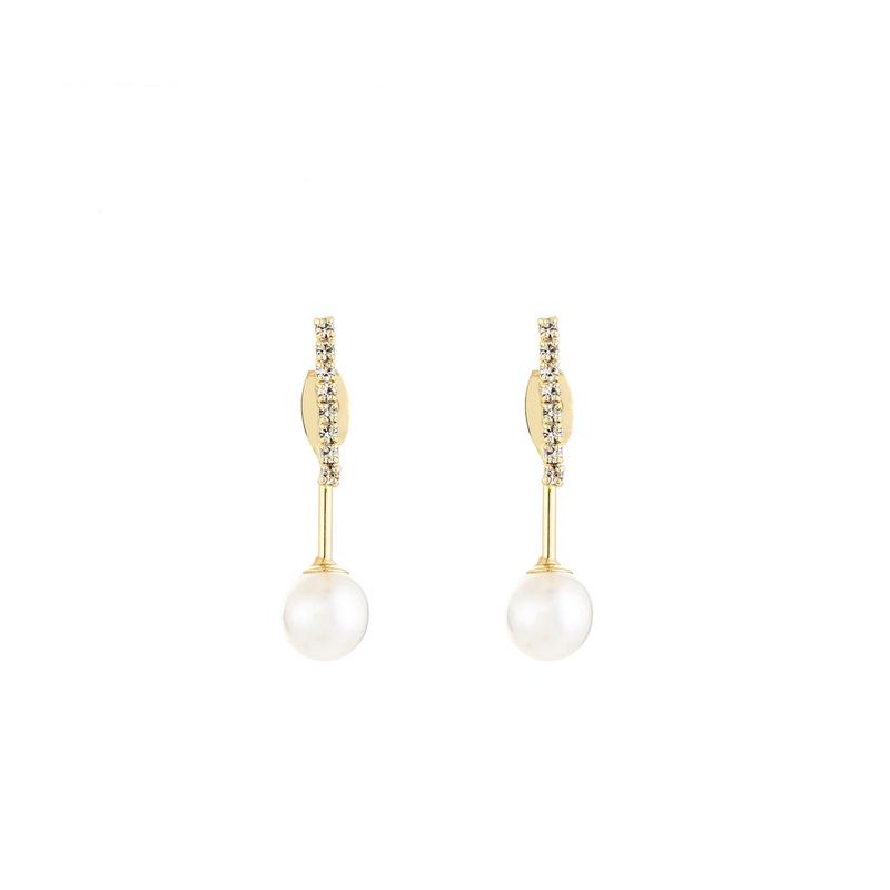 925 Silver Korean Zircon Rhinestone & Pearl Versatile Three-Wear Earrings