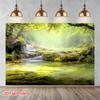 2D Plane, Tranquil Landscape Waterfall Background Fabric, Suitable for Indoor and Outdoor Use In Families, Polyester Fiber