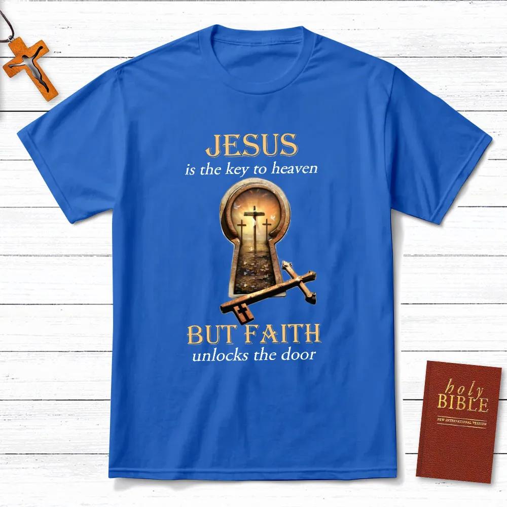 Jesus Is Key To Heaven TShirt Mens and Womens Short Sleeve Cotton Tees Y2k Shirt Men Clothing Summer Blouse Oversize Tops