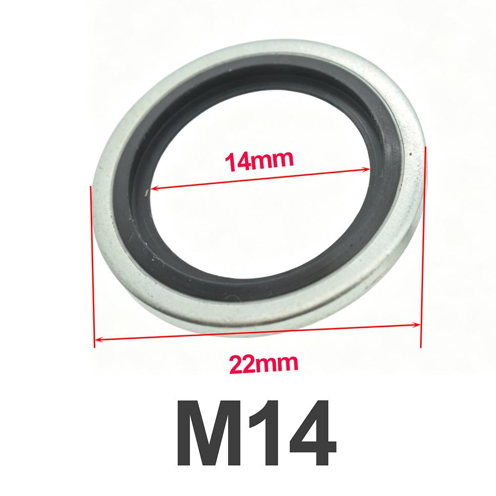 Car Oil Pan Drain Plug Washer Sealing Gasket M12 M14 Self Centering Galvanized Rubber Bonded Seal Washer Engine Oil Plug Washers