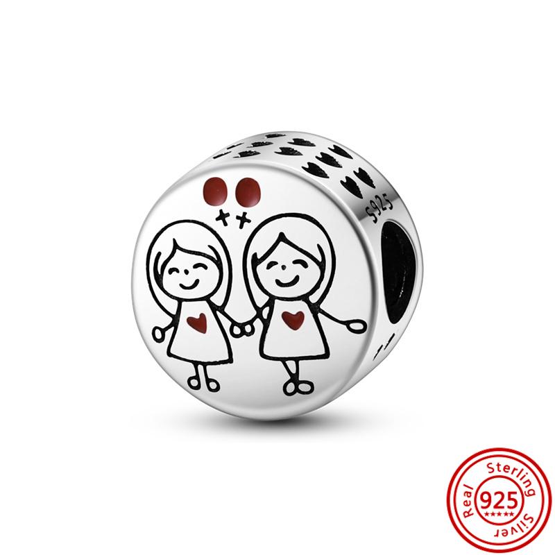 

S925 Sterling Silver Sister Bouquet Sun Shoes Love Ring Guitar Fine Beads Fit Original Charms Bracelet DIY Luxury Jewelry