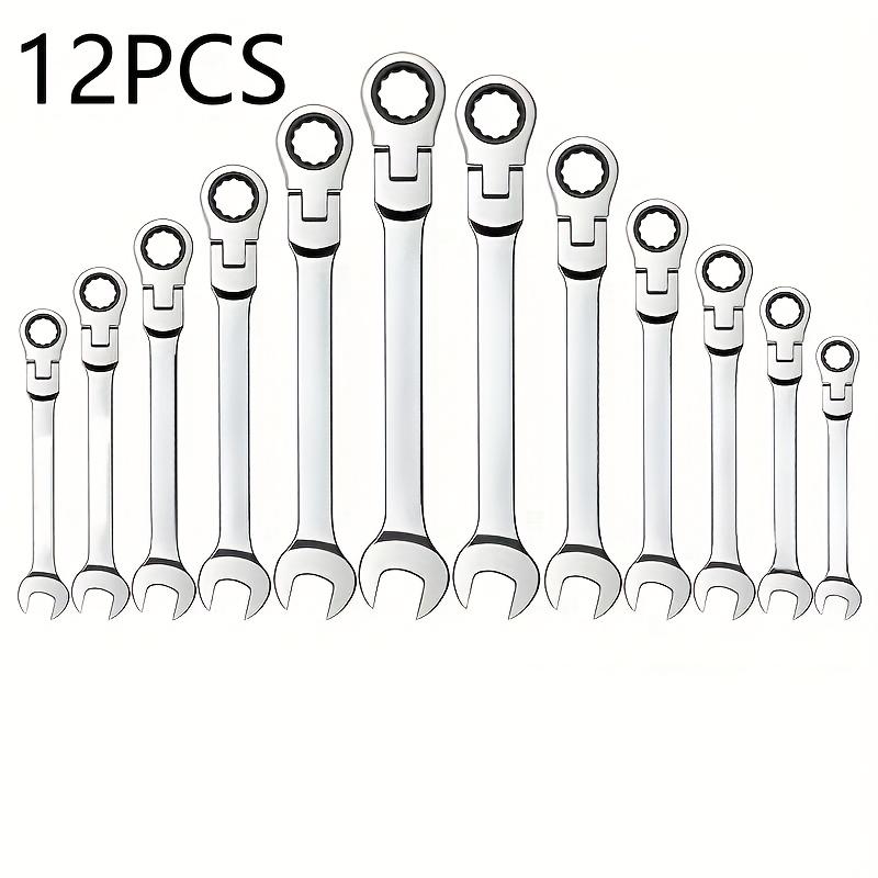 Stainless Steel Double-ended Ratchet Wrench, 1/12-piece Set, Auto Repair Hand Tool, Fast and Easy To Use, Toolbox Adjustable Tool