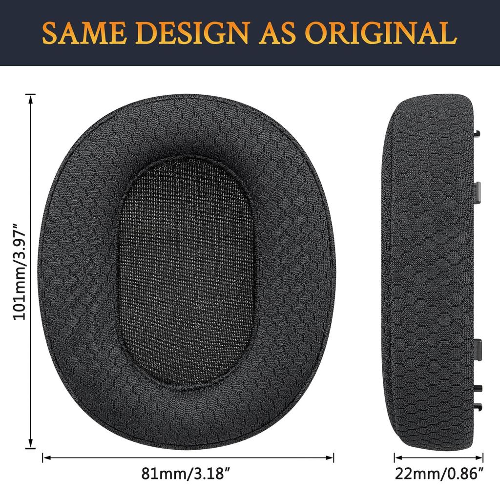 SOULWIT Replacement Ear Pads and Cushions for Sony Inzone H5 (WH-G500), Noise-Isolating Foam Earmuffs with Durable Mesh Fabric Ear Cups - Black