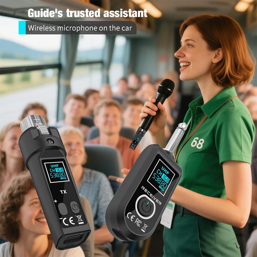 Wireless Microphone Transmitter and Receiver System 2.4G XLR Adapter System for Dynamic Microphone Guitar PA System DJMixer