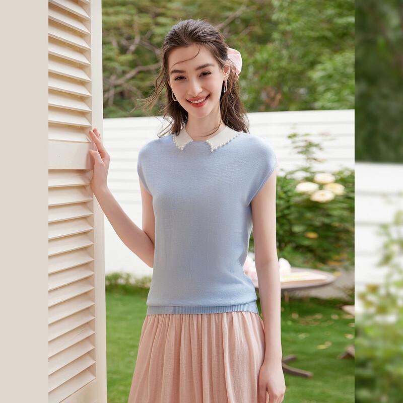 Bailuyu Sweet Color-Block Wool-Blend Knit Top S