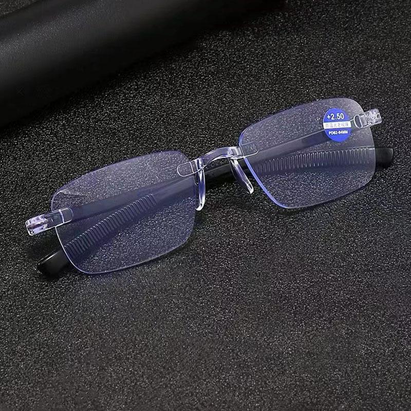 New Men Women Rimless Reading Glasses Anti Blue Light Bifocal Far Near Magnification Eyewear Presbyopic Glasses +1.0 +4.0