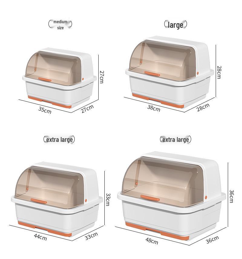 Opbergdoos voor kom en eetstokjes met deksel, Afdruiprek voor borden voor keuken en studentenhuis, Plastic komkast, Afdruipbare komdoos