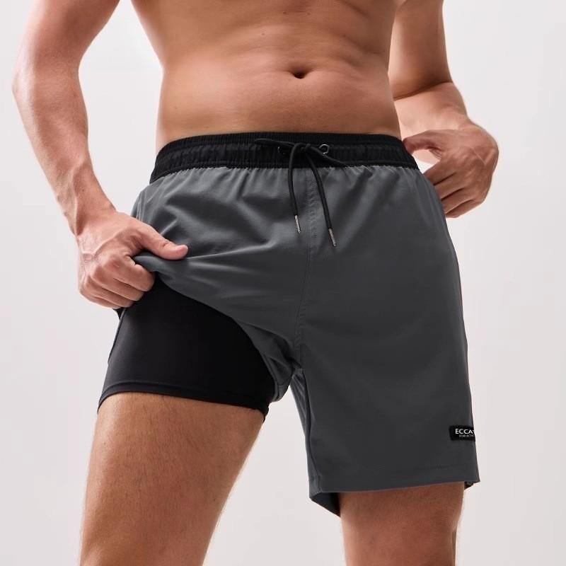 Mens Quick-Dry Board Shorts With Double-Layer Lining Surfing Swimming Beach Activities