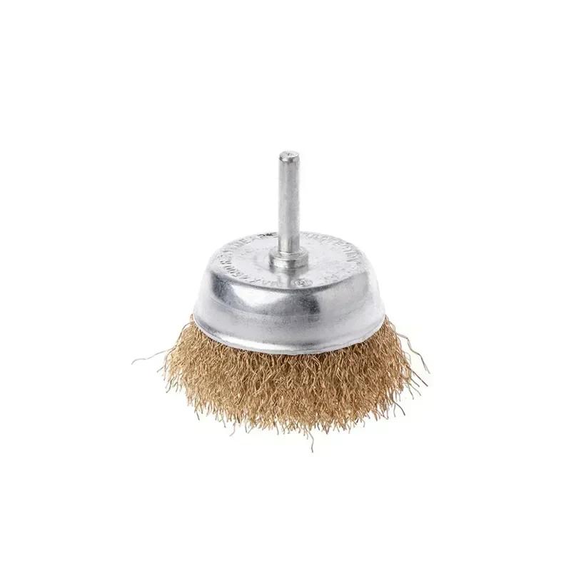 New Polishing Brush 50mm/60mm/75mm Steel Wire Brush Brass Plated Wheels Brushes Drill Rotary Tools Metal Rust Removal