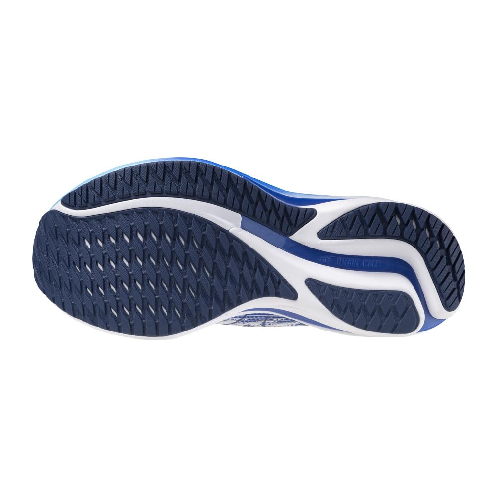 Mizuno Wave Rider 28 Running Thick White x Navy x 2E Shoes, Jogging, Marathon, Training, Sports, Lightweight, Resilient, Sole, Men's, Blue, 26.0 cm,