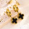 Clover Stud Earrings for Women - Korean Style, Titanium Steel, Versatile, Simple Luxury, Gold Edged