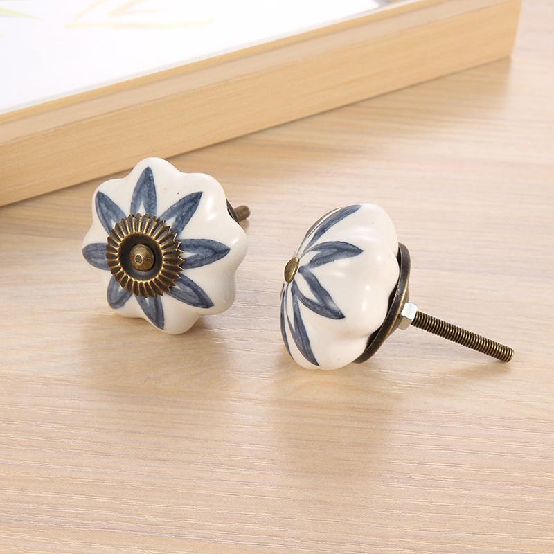2pc Tea pot cupboard door antique classical ceramic handle European printing handle