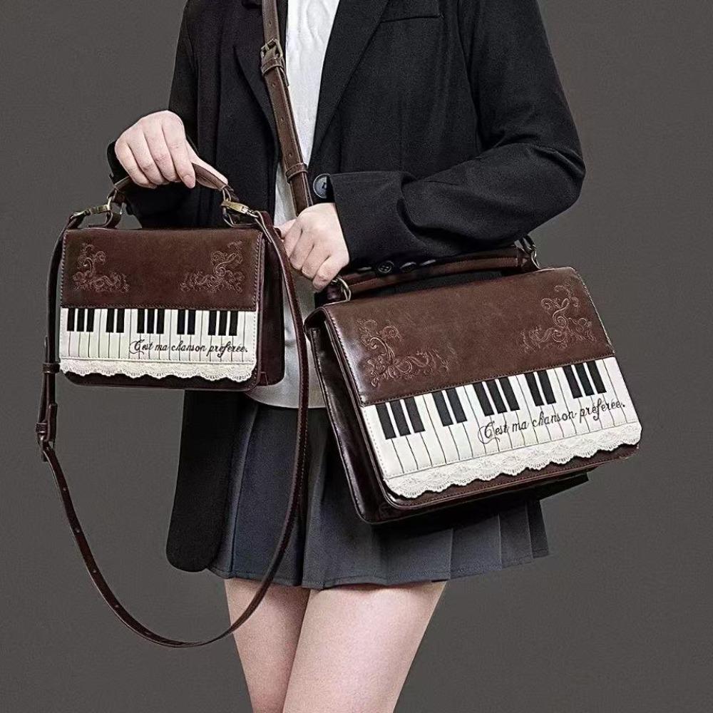 Schoolbag Women's Brown New Vintage Piano Shoulder Bag Crossbody Bag Y2k Girls Transparent Ita Bag Personalized Backpack Aesthetic Handbags