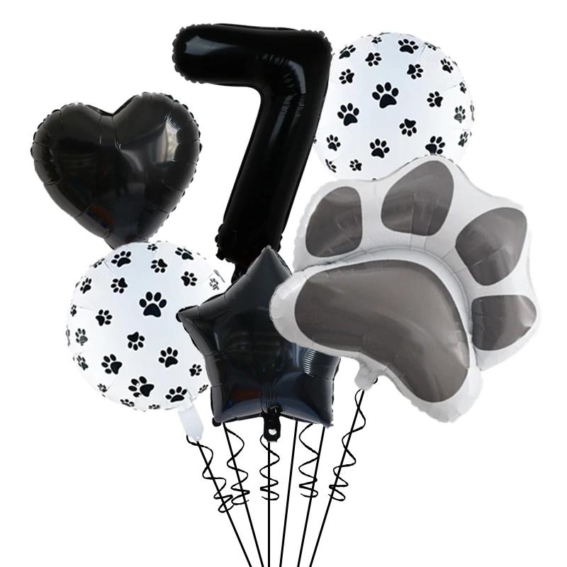Black Puppy Paw Birthday Party Decor Cat Paw Party Supplies Tableware Cup Plates Balloons For Kids Favors Gifts Baby Shower