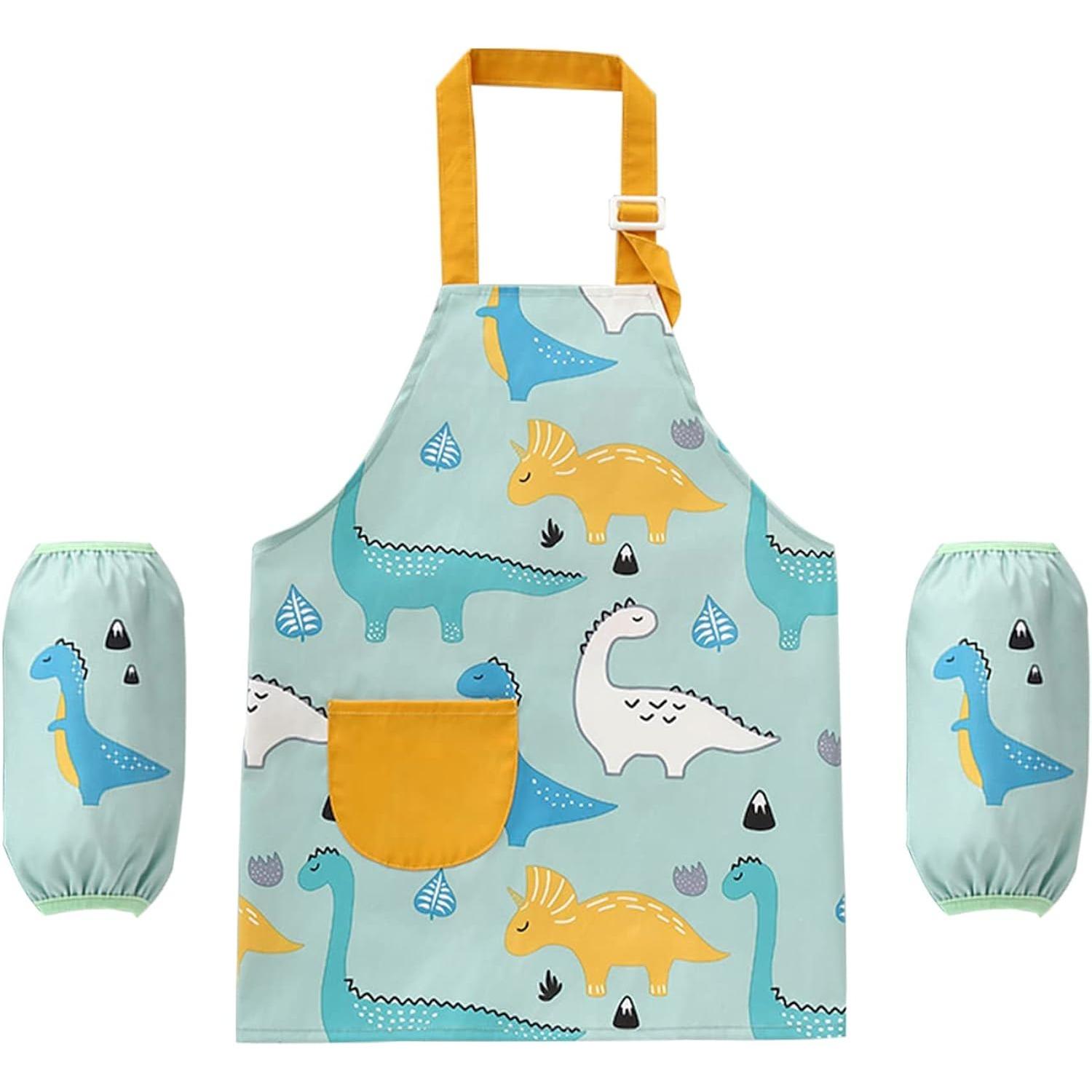 

Детские фартуки для девочек и мальчиков, водонепроницаемый кухонный фартук для детей с карманами, регулируемый ремень для детей, приготовление пищи, выпечка, рисование, садоводство 47*44*20cm,110cm
