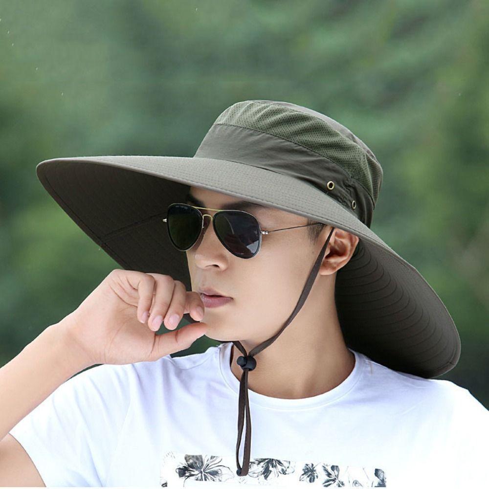 Nylon Mesh Fisherman Hat Wide Brim Hiking Cap Simple Sun Hat  Fishing