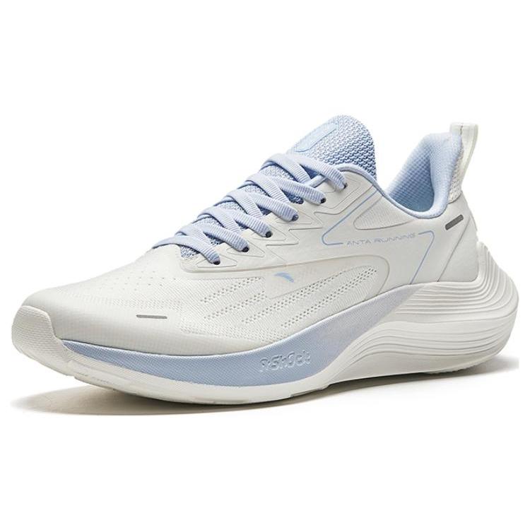 New Anta New Stinger Anti Slip Wear Resistant Low Top Sprint Running Shoes Women's Ivory White Oxygen Blue 922335580-3