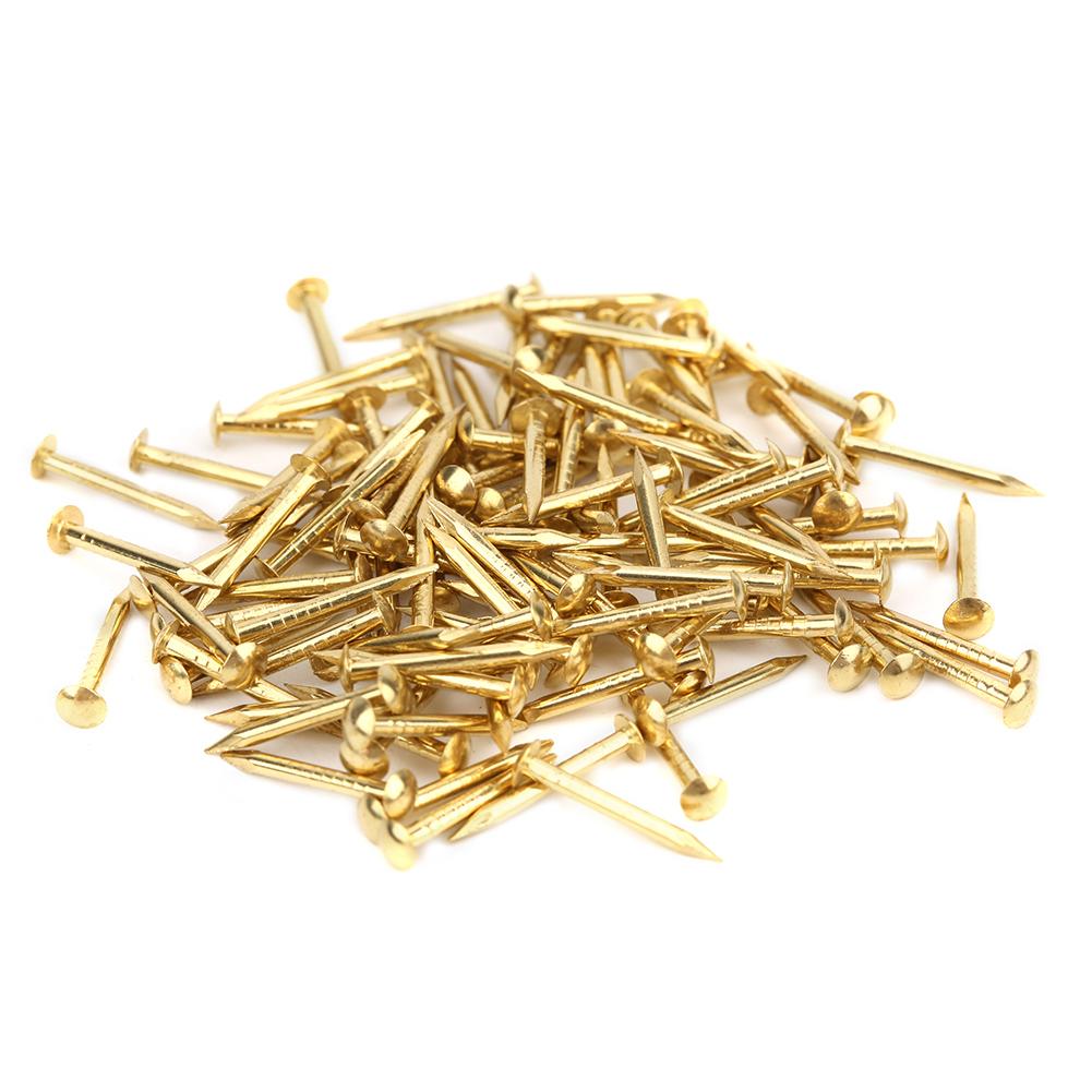 100Pcs Round Head Nail Brazen Brass Vintage DIY Craft Fastener Installation Accessories