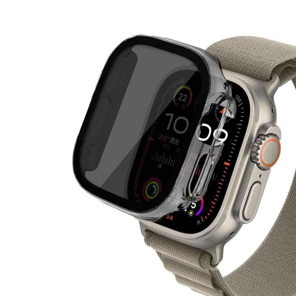 Tempered Glass+Privacy for Apple Watch ultra2 3 49mm Case Anti-Spy Screen Protector Cover iWatch series 9 8 7 SE 44mm 40mm 45mm