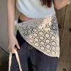 Women Hollow Out Lace Triangle Scarf Skirt Stylish Mini Hip Curtain Bohemian Head Wrap for Vacation Festivals Summer