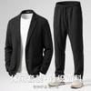 Casual suit set for men in spring, slightly elastic and easy to maintain, elastic knitted casual pants, casual suit two-piece set for men