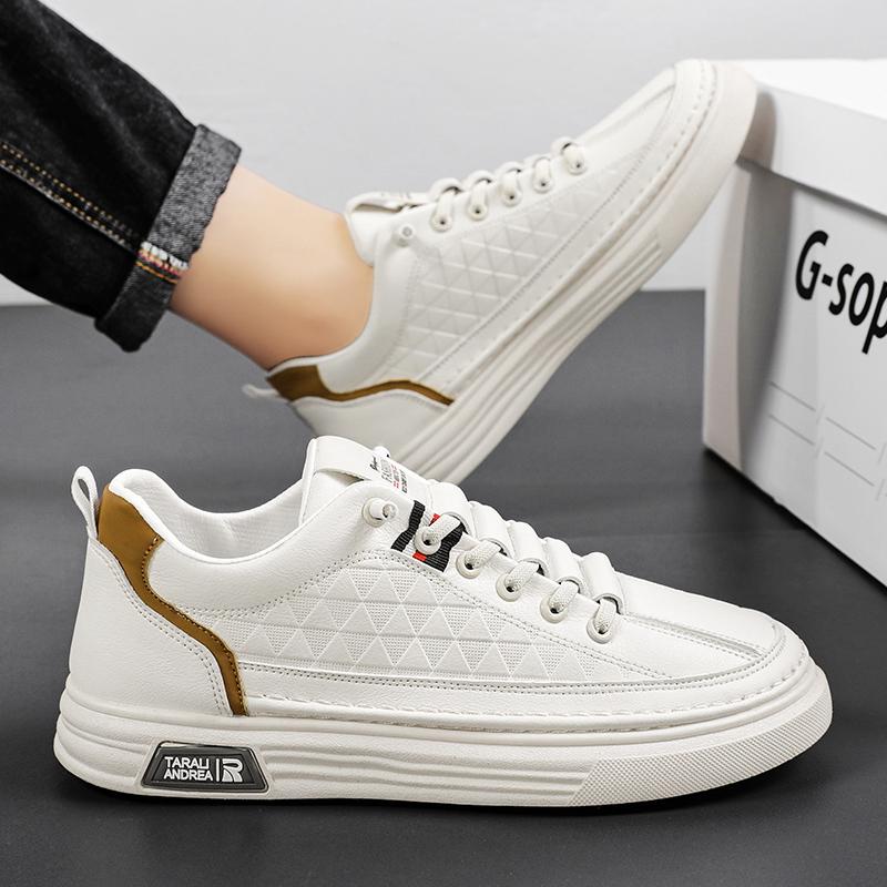 Scarpe Casual da Uomo con Zeppa alla Moda in Pelle Leggere Slip on Scarpe da Uomo da Skate Bianche Sneakers Comode da Tennis per Sport all'Aperto