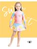 Girls' Tie-Dye Long-Sleeve Two-Piece Swimsuit Set with Short Skirt