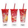 24 Oz Coffee Straw Cup Reusable Christmas Color Changing Cup with Lid Plastic Cold Bucket Party Drink Cup