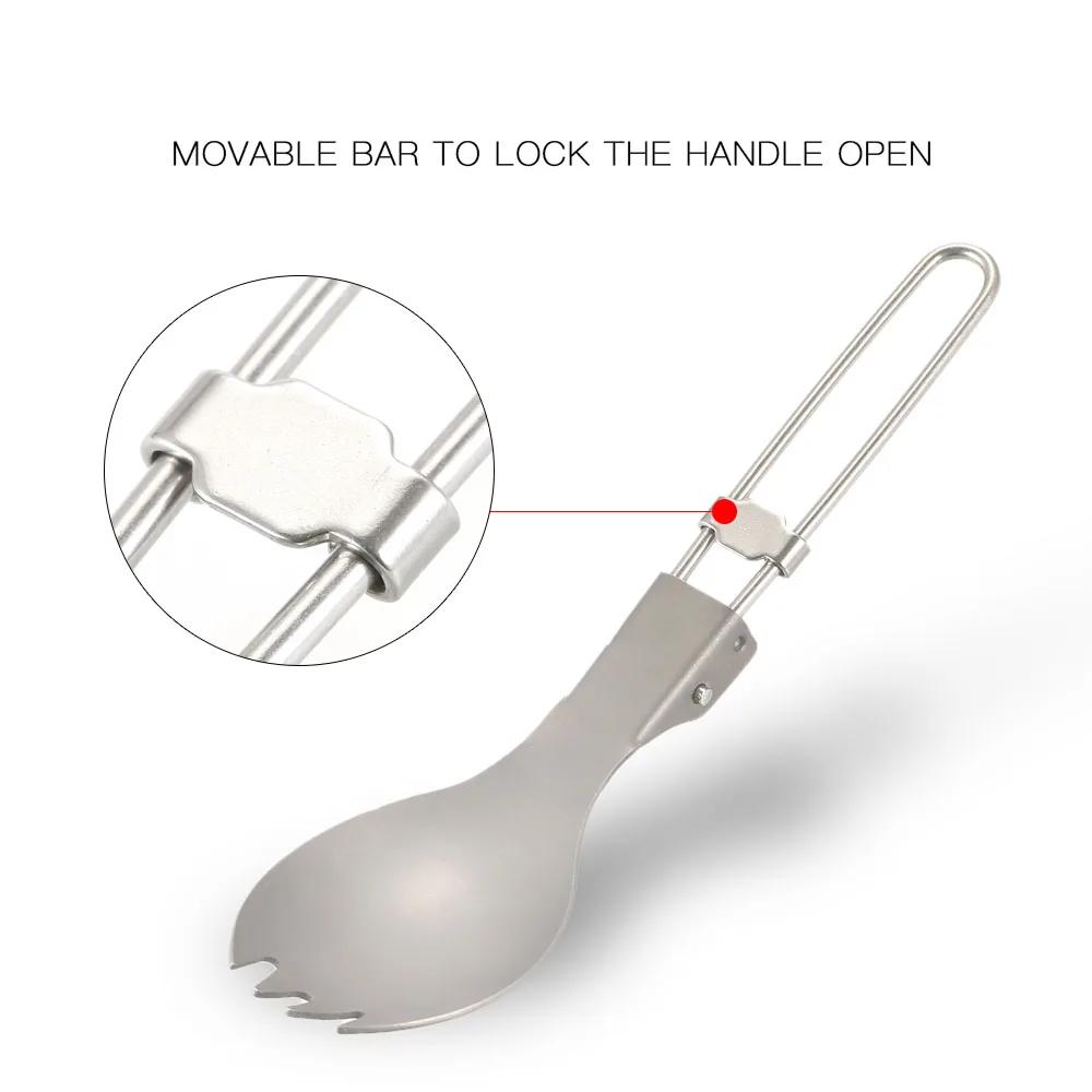 1pc-Titanium Folding Spork Outdoor Camping Supplies Hiking Backpacking Dinner Spork Utensil Tableware Fork Spoon for Hiking