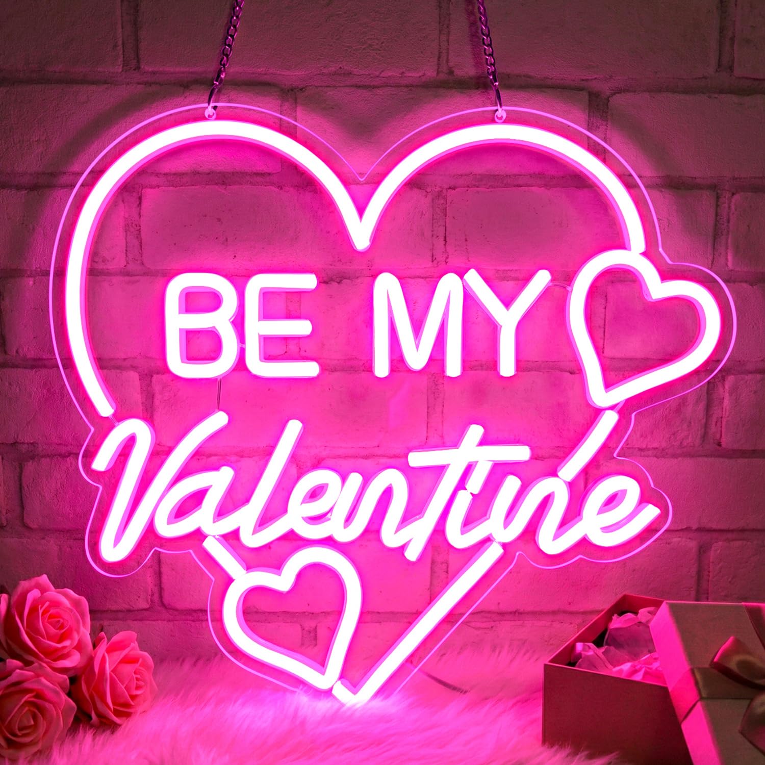 

Be My Valentine Neon Sign for Wall Decor,Heart Shape ,Romantic Sign for Bedroom,Proposal,Wedding,Anniversary