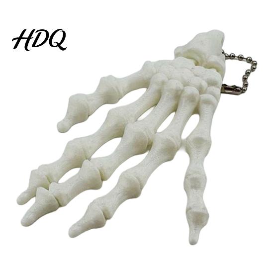 Skeleton Hand Fidget Toy Keychain, with Hanging Chain 3D Printed Ornament, Movable Charm Joint Design Skull Palm Stress Relief for Halloween