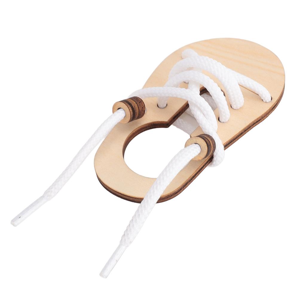 Shoe Tying Practice Toy Educational Fine Motor Skills Development Wood Lacing Shoe Toy for Kids Toddlers