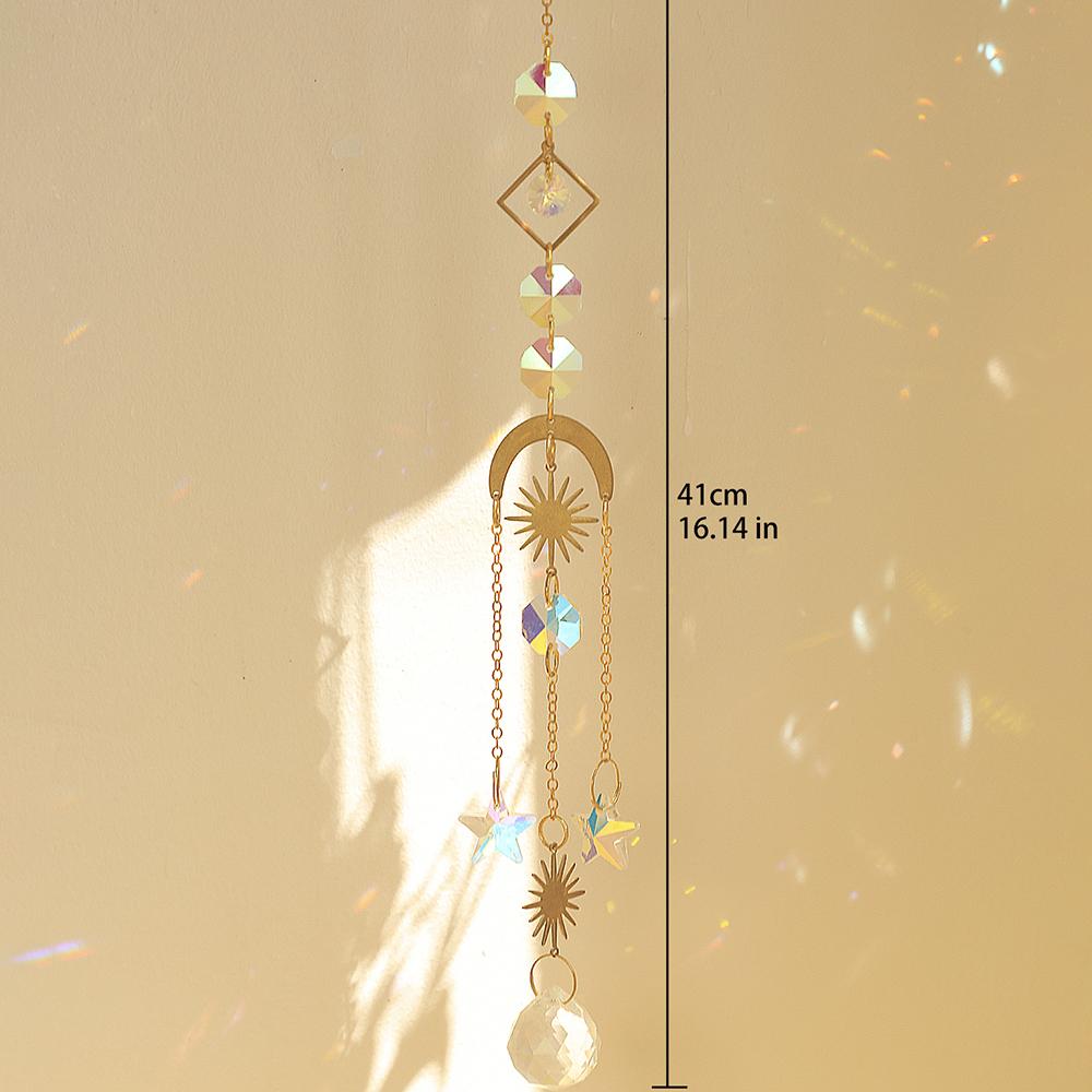 Crystal Suncatcher Butterfly Moth Moon Prism Crystal Hanging Light Catcher Rainbow Maker Outdoor Decor Fairy Garden Decoration