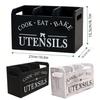 Porte-couverts en bois 3 compartiments égouttoir à vaisselle rangement cuillères organisateur ustensiles de cuisine porte-argenterie de cuisine