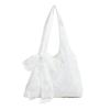 Sweet Embroidery Lace Shoulder Bag Tote Bag With Ribb Canvas Handbag Cloth Korean Style Large Capacity Bag Travel