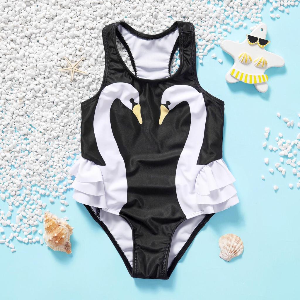 Comfortable Girls' One-Piece Swimsuit with Ruffles and High Elasticity - Multiple Styles Available