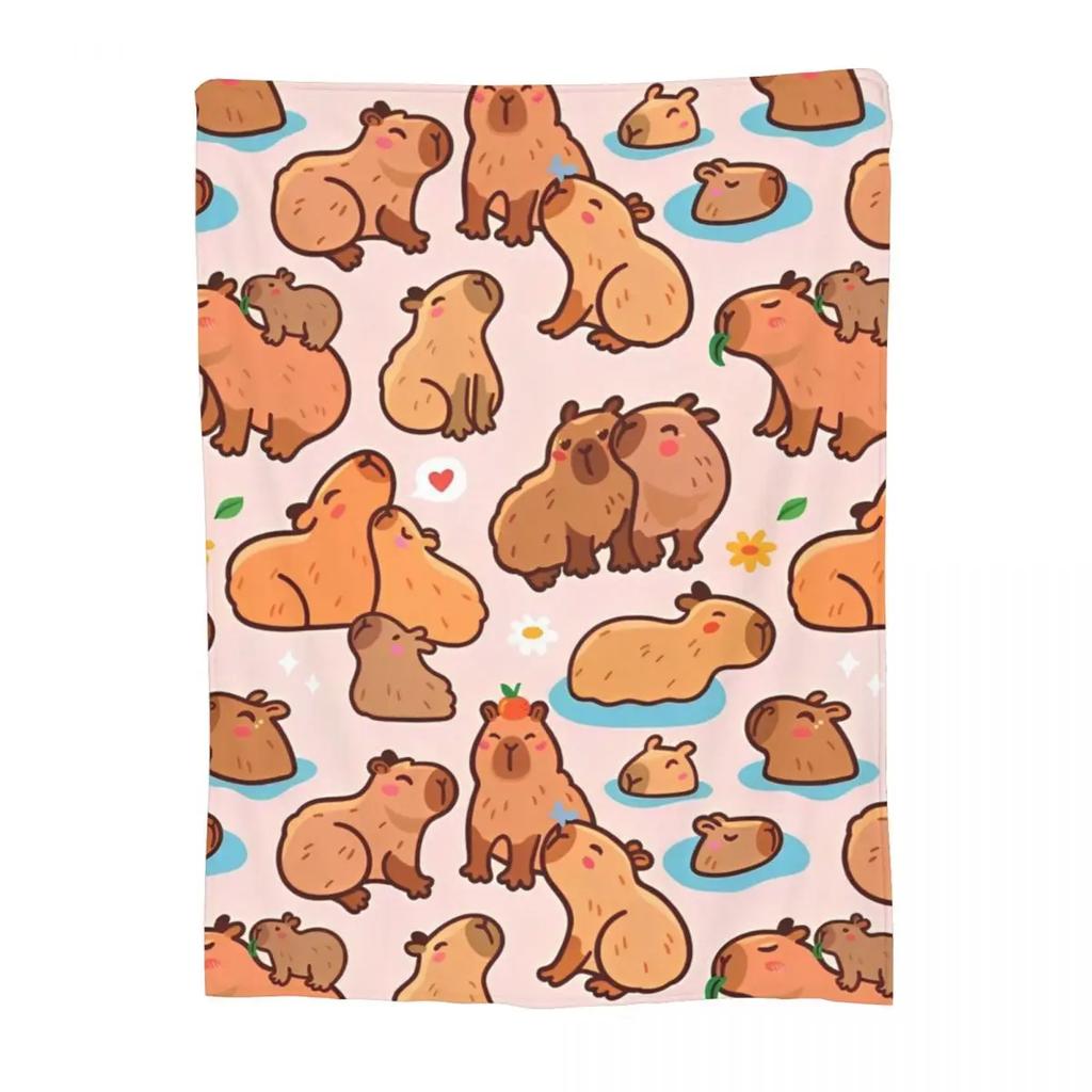 Super Soft Flannel Throw Blankets with Cute Capybara Design for Bedding Couch Cozy and Stylish Home Textile