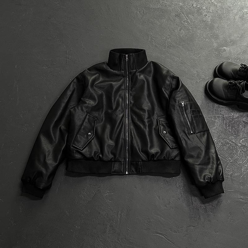 Men's Retro Pilot Leather Jacket: Mountain Eagle Cotton Winter Parka