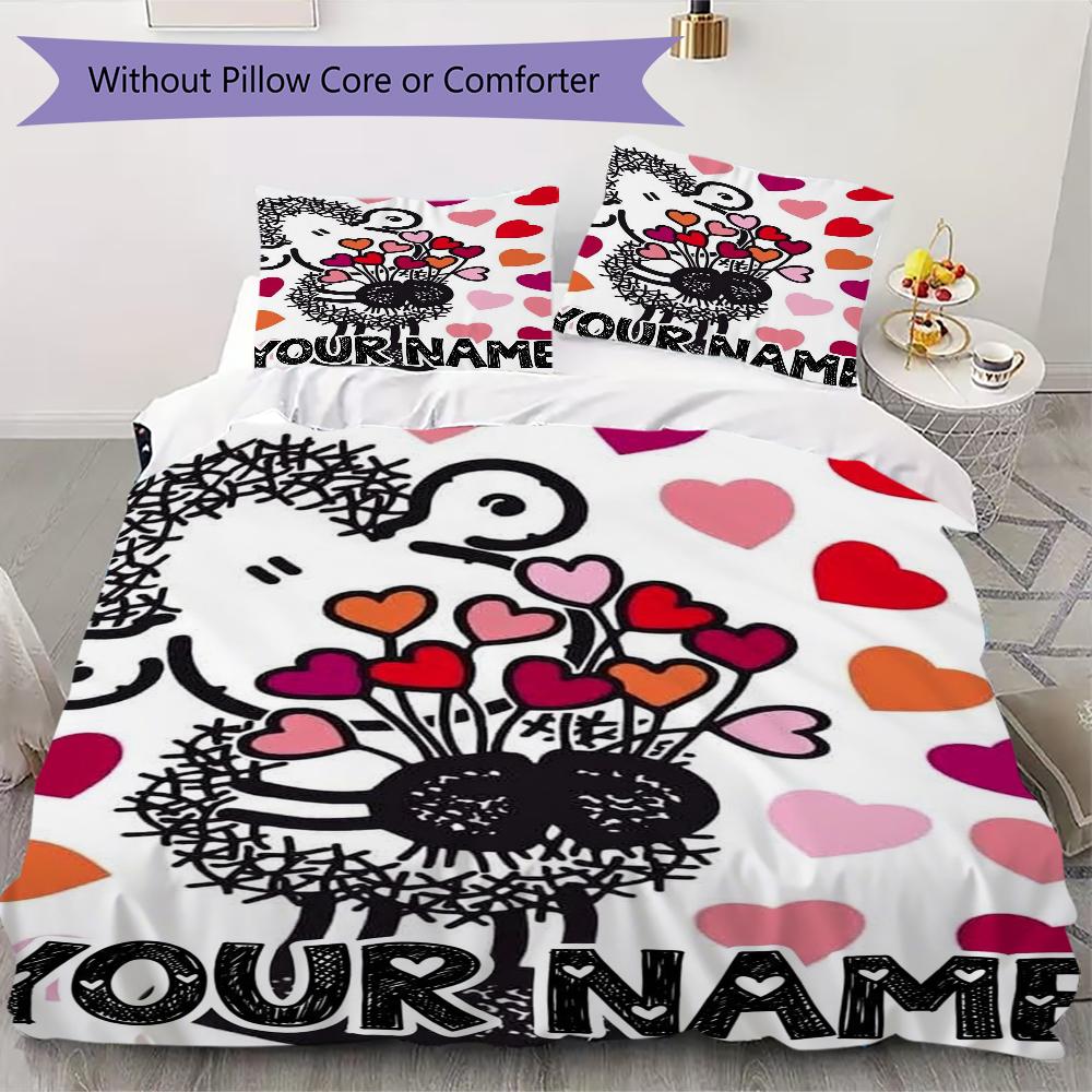 Custom Name Sheepworld Pattern Bedding Uilt Set Uilt Cover Pillowcase Home Decoration Birthday Gift (1*duvet Cover+2*pillowcase Without Core)