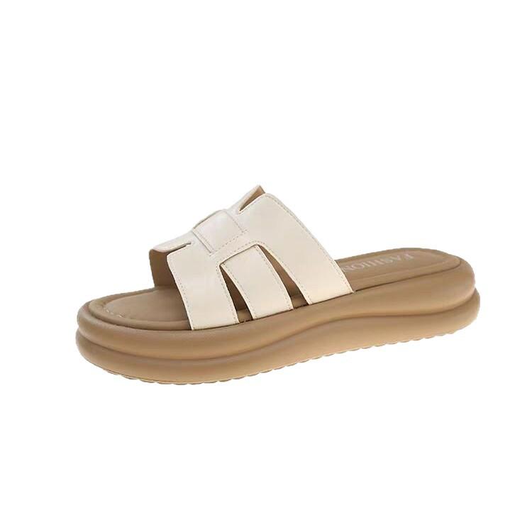 Thick-soled Silver Cool Slippers for Women's Summer Wear 2025 New Models with Skirts, Anti-skid Sandals for Stepping On Shit, Beach One-word Drag